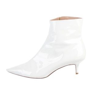 White Patent Leather Ankle Booties